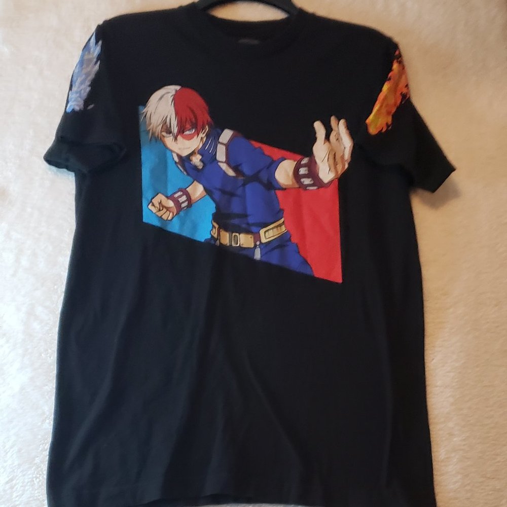 My Hero Academic Men's Shoto Todoroki Fire and ice Character Anime T-shirt Med.